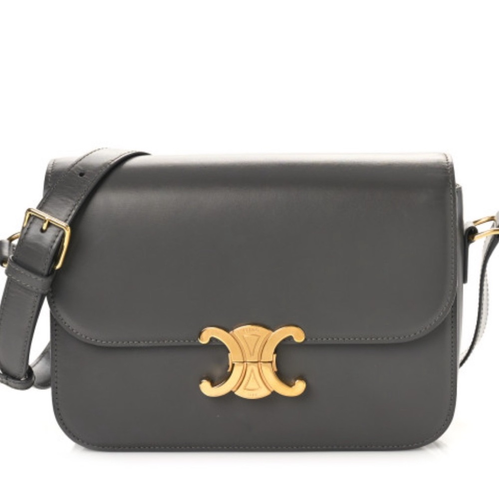 Shiny Calfskin Medium Celine Triomphe Grey